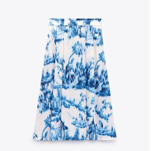 Zara Printed Midi Skirt NWT